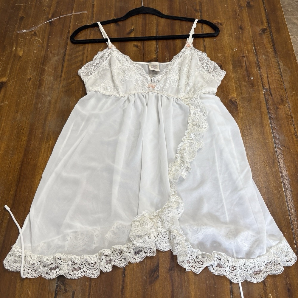 In Bloom Jonquil Y2K Cami Top Womens XL Chiffon White Lace Cottage Fairy 90s